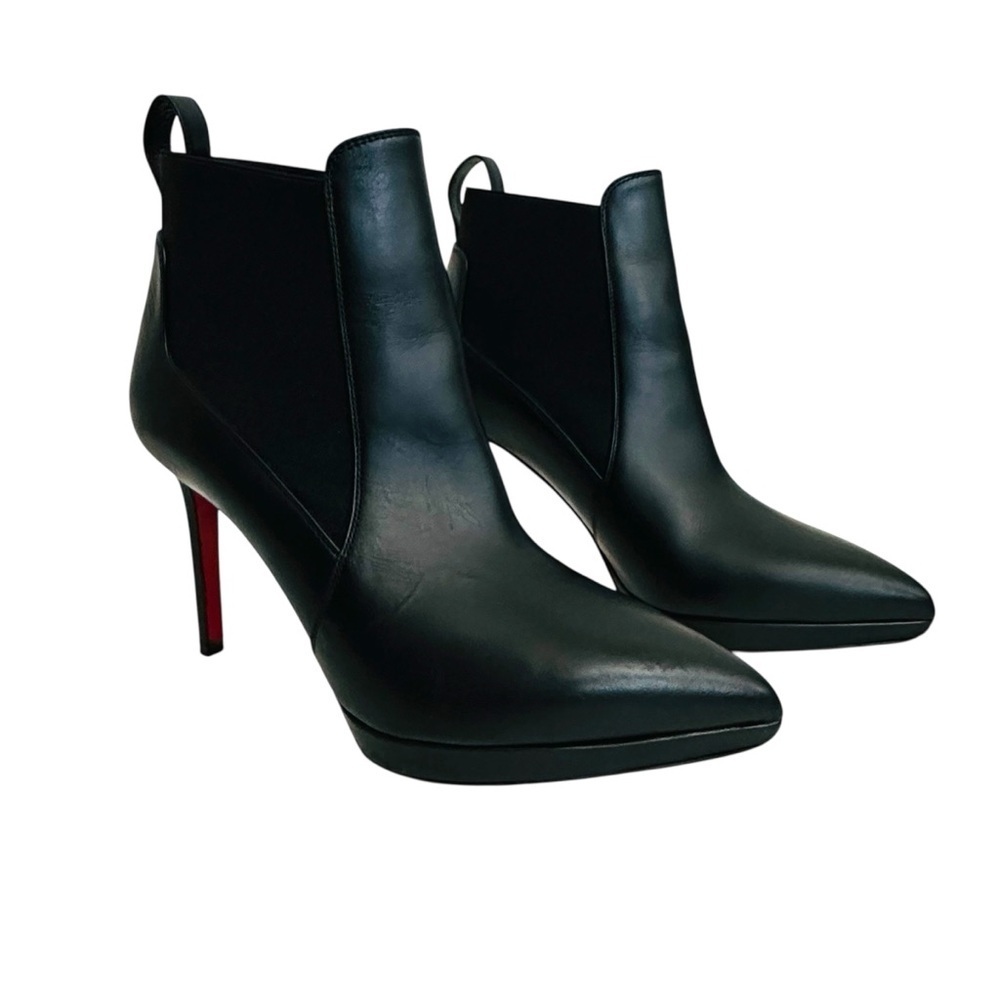 Christian Louboutin Crochinetta 100 Black Leather Ankle Boots Size 36.5 - Picture 1 of 15